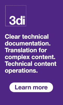 Business affiliate link: 3DI. Clear technical documentation. Translation for complex content. Technical content operations. Learn more.